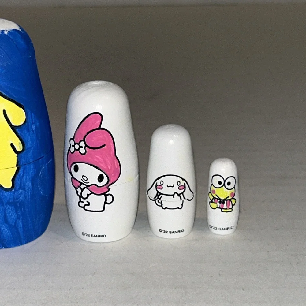 Hello Kitty Sanrio Wooden Nesting Dolls‎ Set Of 5 Melody, Keroppi, Cinnaroll A2